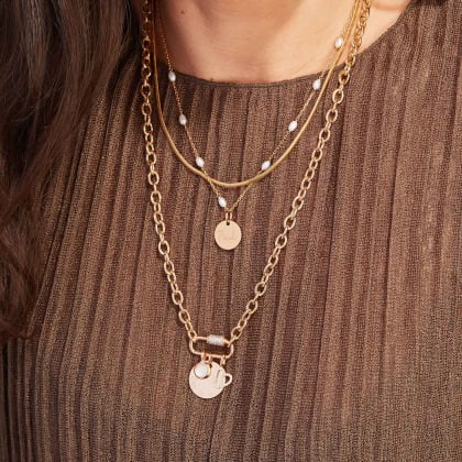 Personalised Lucky Charm Necklace gold plated merci maman