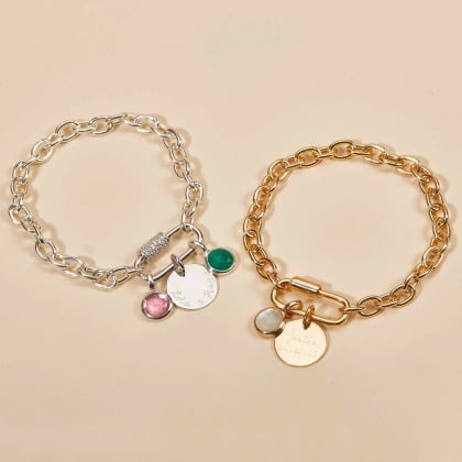 Personalised Lucky Charm Birthstone Bracelet vergoldet merci maman