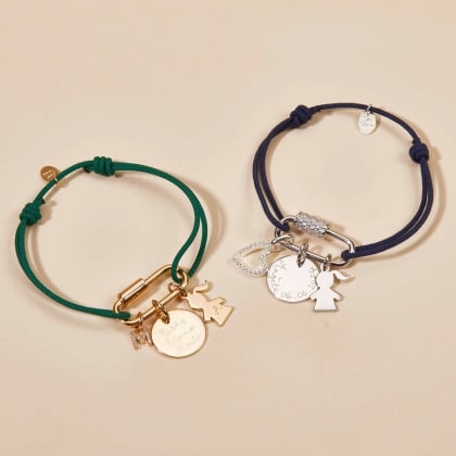 Personalised Lucky Charm Braid Bracelet gold plated merci maman