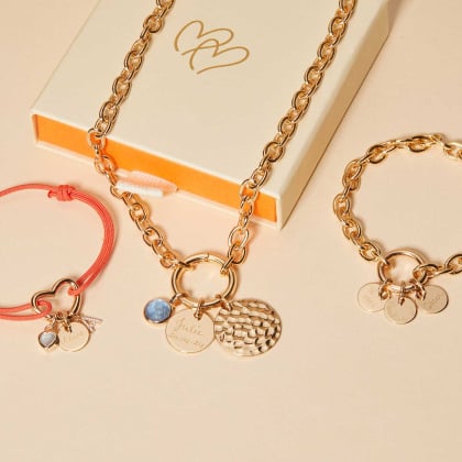 Personalised Heart Lucky Charm Braid Bracelet gold plated merci maman