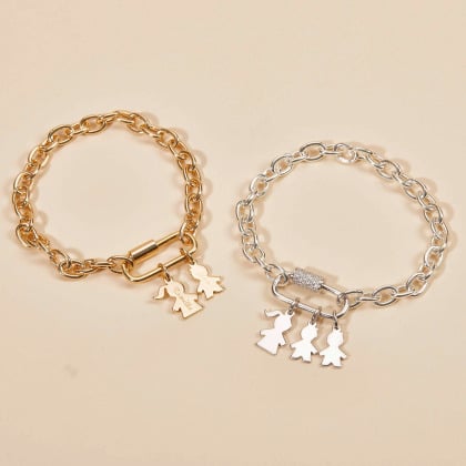 Personalised Lucky Charm Mini Family Bracelet gold plated merci maman