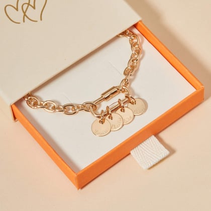 Personalisiertes Lucky Charm Namensarmband vergoldet merci maman