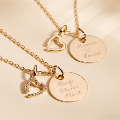 personalised m necklace gold plated merci maman
