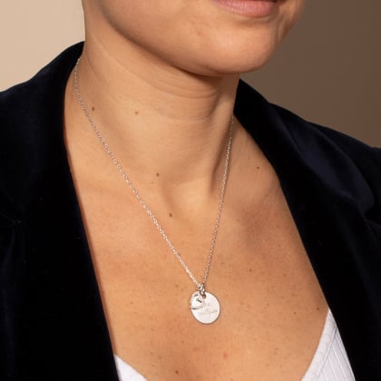 Collier M Cristal personnalisé plaqué or merci maman