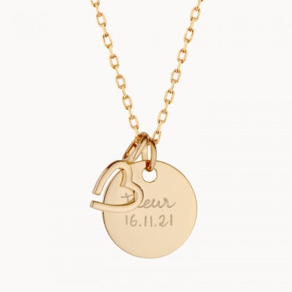 personalised m necklace gold plated merci maman