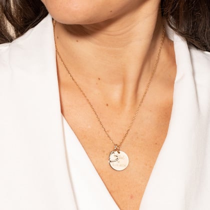 personalised m necklace gold plated merci maman