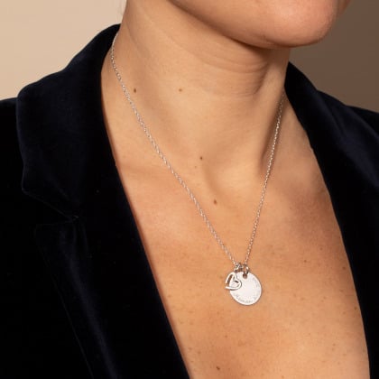 personalised m necklace sterling silver merci maman