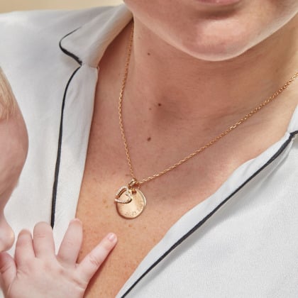 Collier M Cristal personnalisé plaqué or merci maman