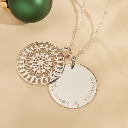 Personalised Large Mandala Necklace gold plated merci maman