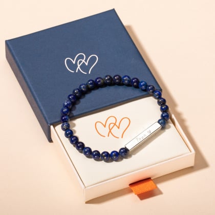 Personalisiertes Bar Halbedelstein Armband mit Beads für Männer