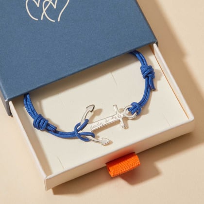 Bracelet Ancre personnalisé pour homme argent 925 merci maman