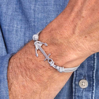 Bracelet Ancre personnalisé pour homme argent 925 merci maman