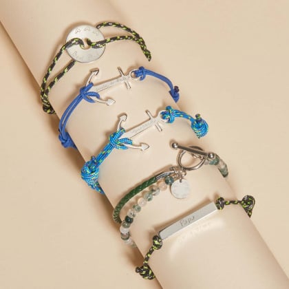 Bracciale personalizzato nautico con disco aperto uomo argento sterling merci maman