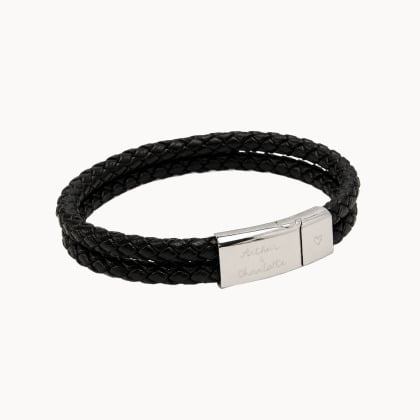 men's personalised double leather bracelet merci maman