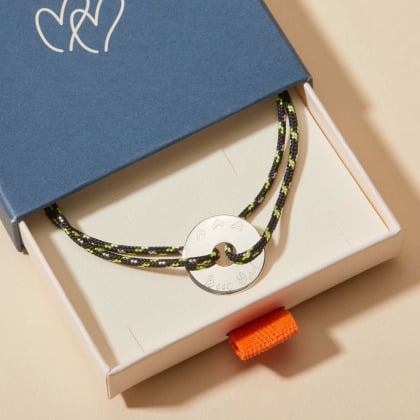 Bracciale personalizzato nautico con disco aperto uomo argento sterling merci maman