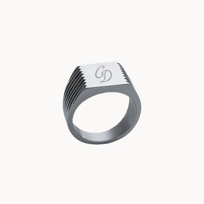 Men's Personalised Monogram Stainless Steel Square Signet Ring| Merci Maman
