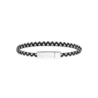 Personalisiertes Edelstahl & Leder Armband mit Magnetverschluss für Männer merci maman