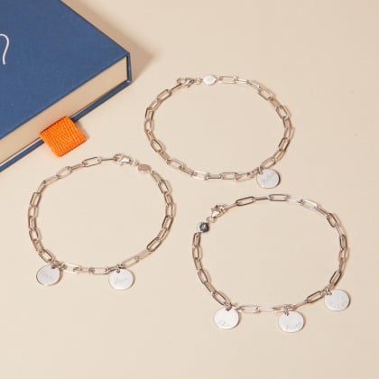 Pulsera personalizada fina Love Links para hombre plata de ley merci maman