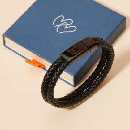 men's personalised double leather bracelet merci maman