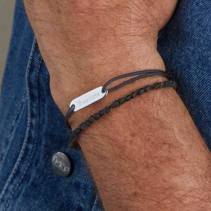 Men's Personalised Mini Identity Bracelet sterling silver merci maman