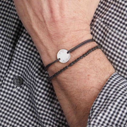 Pulsera personalizada con medalla para hombre Merci Maman