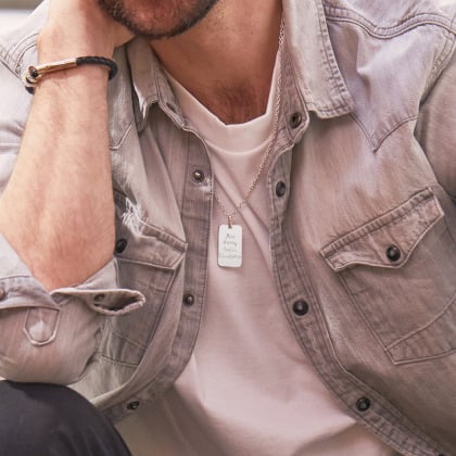 Collier Army personnalisé pour homme argent merci maman