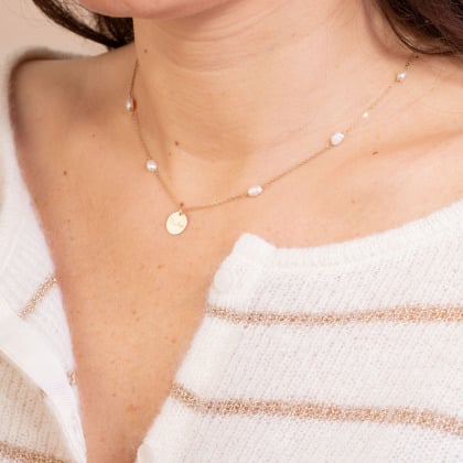 personalised 9 carat gold pearl necklace merci maman