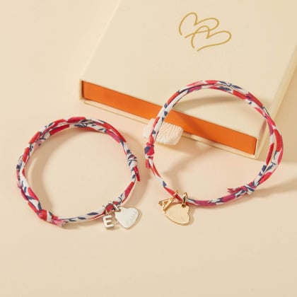 Bracelet personnalisé Liberty Mini Alphabet Coeur plaqué or merci maman