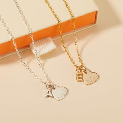 Collier personnalisé Mini Alphabet Coeur plaqué or merci maman