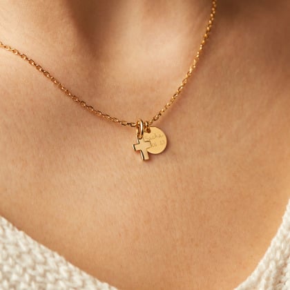 personalised mini cross necklace gold plated merci maman