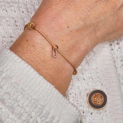 Mini Kristall Buchstaben Charm Armband vergoldet merci maman