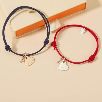 Bracelet personnalisé Mini Alphabet Cristal Coeur plaqué or merci maman