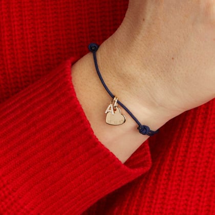 Bracelet personnalisé Mini Alphabet Cristal Coeur plaqué or merci maman