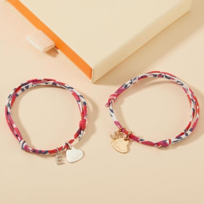 Personalised Mini Crystal Alphabet Heart Liberty Bracelet gold plated merci maman