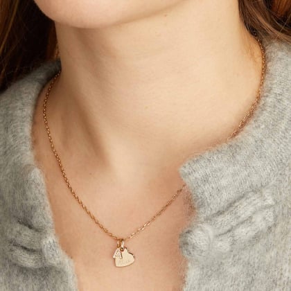 Personalised Mini Crystal Alphabet Heart Necklace gold plated merci maman