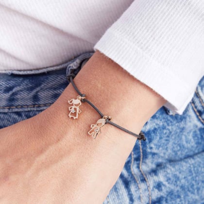 Mini pulsera de cristal Familia baño de oro merci maman