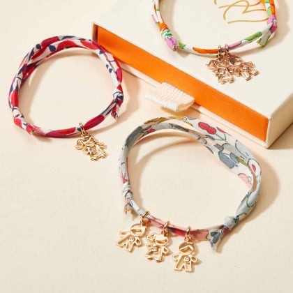 Mini pulsera de cristal Familia Liberty baño de oro merci maman