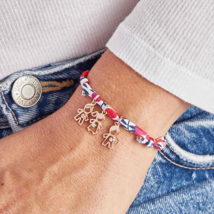 Mini pulsera de cristal Familia Liberty baño de oro merci maman