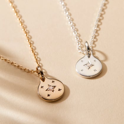 personalised mini crystal star necklace gold plated merci maman