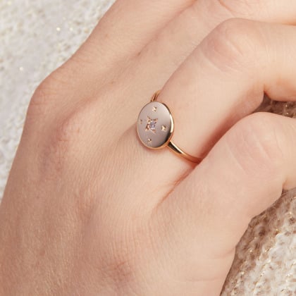 Bague Mini Étoile Cristal personnalisé plaqué or merci maman