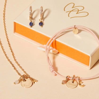 Mini Edelstein Ohrringe vergoldet merci maman