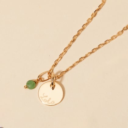 Personalisierte Mini Edelstein Halskette vergoldet merci maman
