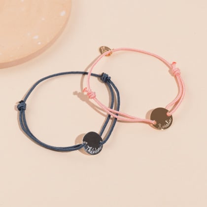 Pulsera personalizada con mini medalla baño oro merci maman