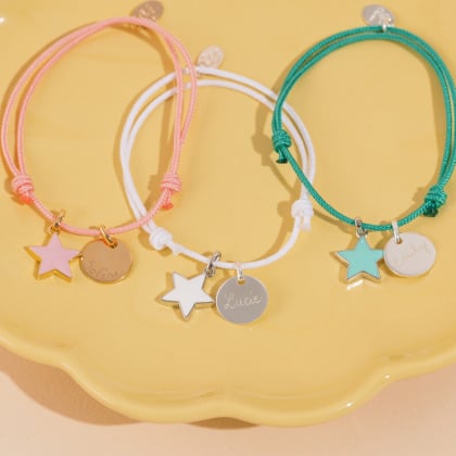 Personalised Enamel Star Bracelet gold plated merci maman