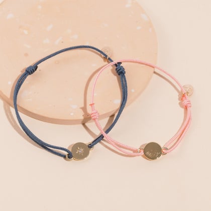 Braccialetto personalizzato con mini ciondolo cristallo placcato in oro merci maman