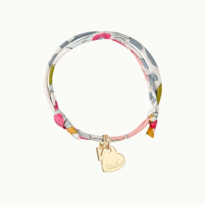 Bracelet personnalisé Liberty Mini Alphabet Coeur plaqué or merci maman