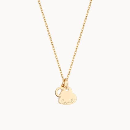 Collier personnalisé Mini Alphabet Coeur plaqué or merci maman
