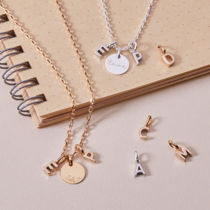 Personalised Mini Alphabet Necklace  gold plated merci maman
