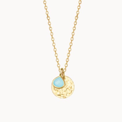 Collier Petit Disque Martelé & Petite Pierre Fine personnalisé merci maman