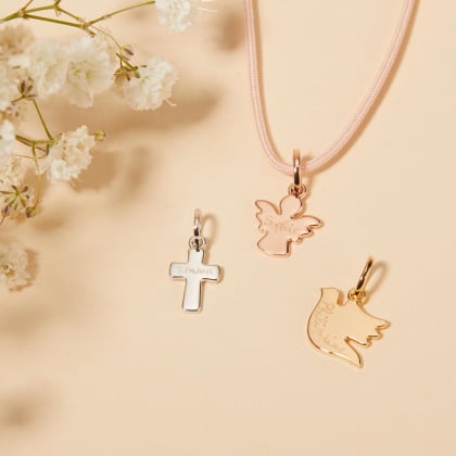 Personalised Mini Christening or Communion Braid Necklace Merci Maman